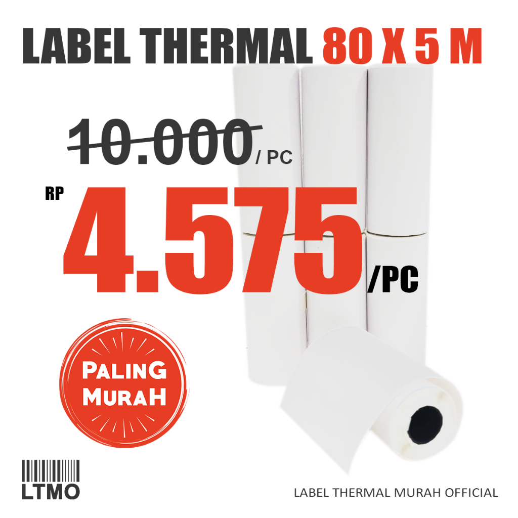 Jual Label Thermal Stiker 80x50 Label Sticker Continuous 80 x 50 80x5 m ...