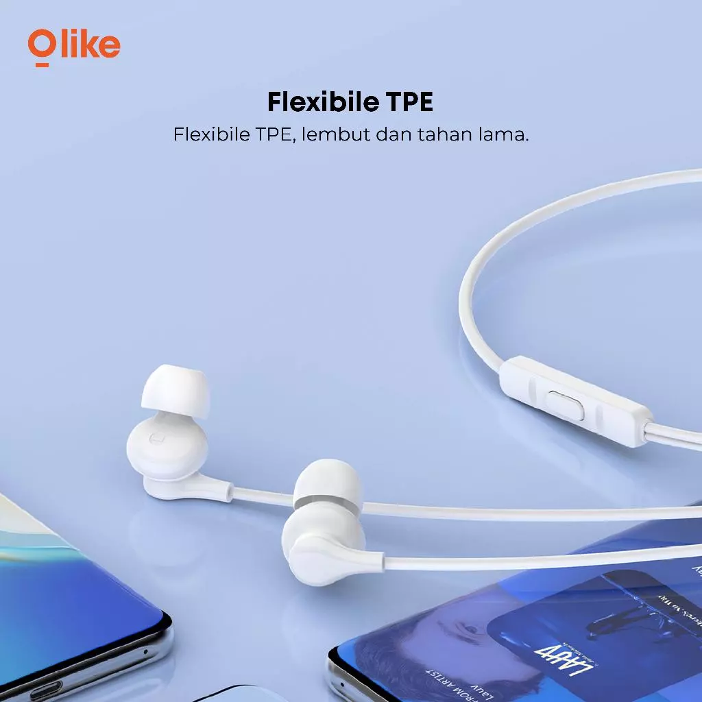 Olike Headset Handsfree 3.5MM Wired Earphone Mic Android Iphone E30S Bass Max Flexibel