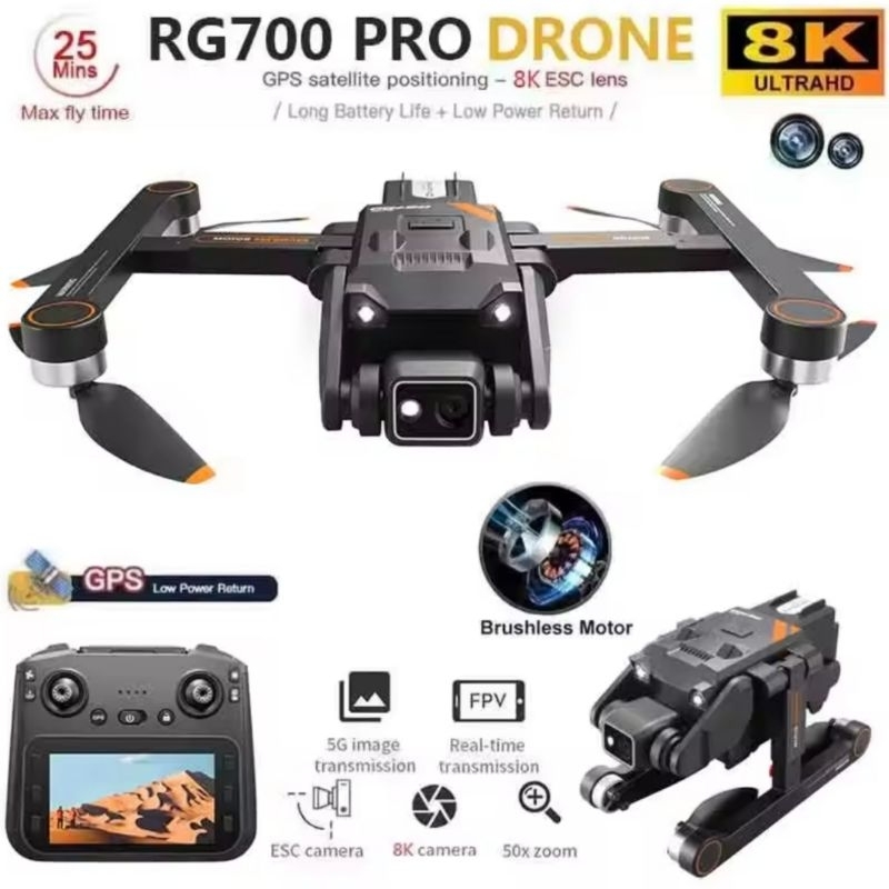 Jual Drone New RG700 Pro GPS with screen Kamera 4K HD Dual Kamera 5G ...