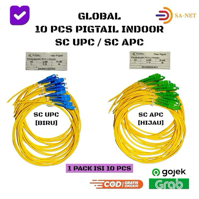 Jual 10 PCS GLOBAL Pigtail SC UPC / SC APC - Kabel Fiber Optik Pigtail ...