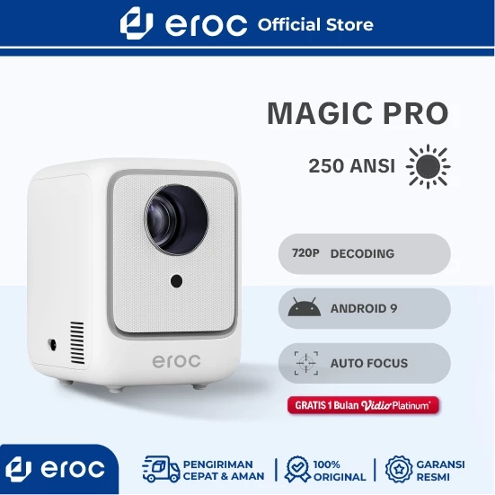Eroc MAGIC PRO Mini Projector: Solusi Bioskop Rumahan Portabel dengan 4K & Android 9 Eroc MAGIC PRO Mini Projector: Solusi Bioskop Rumahan Portabel dengan 4K & Android 9