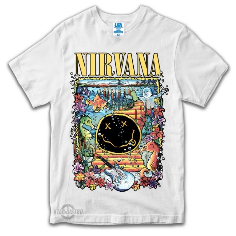 Jual Kaos NIRVANA UNDER WATER PUTIH tshirt band nirvana kurt cobain ...