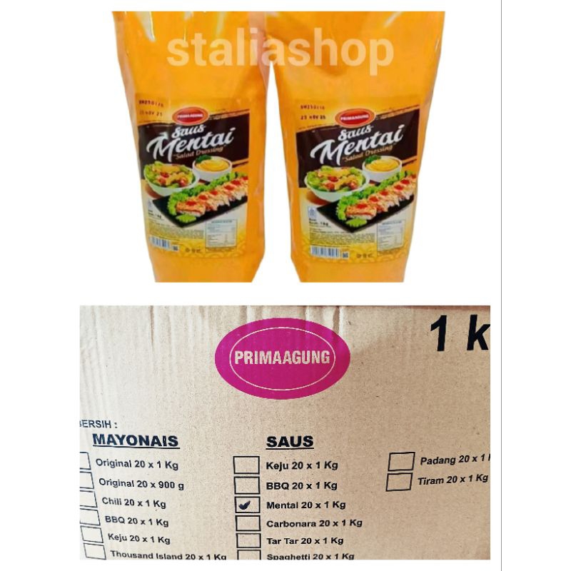 Jual RB (PAKET 1 DUS) PRIMA AGUNG Saus Mentai 1Kg 1 Dus isi 20Pcs ...