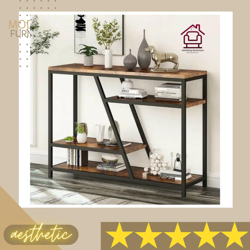 Jual Rak Meja Console Minimalis Pajangan Ruang Tamu estetik Rangka Besi ...