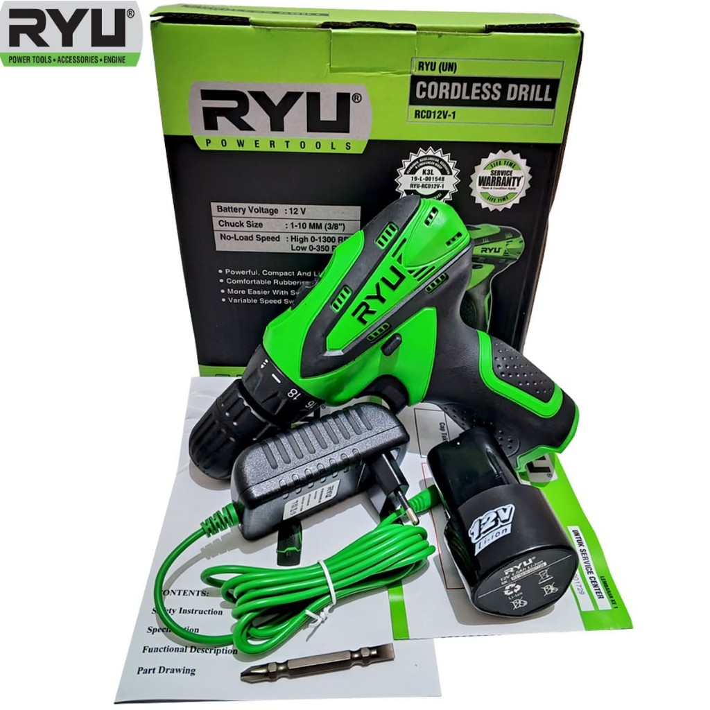 Jual Mesin Bor RYU Cardless Drill 12V-1 Mesin Bor Obeng | Shopee Indonesia