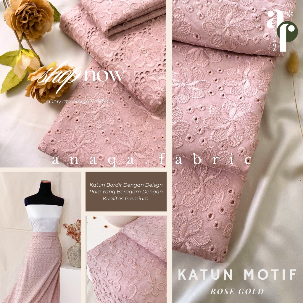 Jual 1/2 meter Kain Katun Bordir Motif Bahan Dress, Mukena, Outer, Blus ...