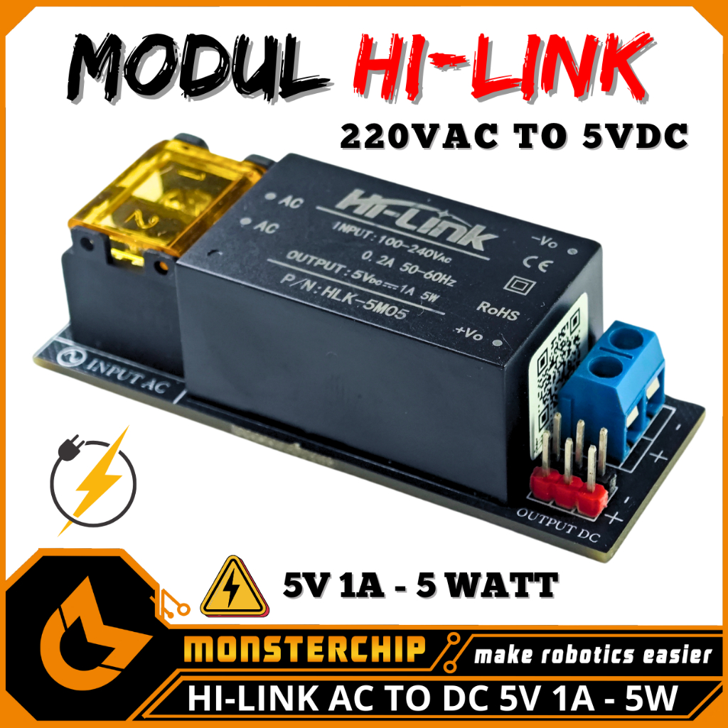 Jual MODUL HI-LINK HLK-PM01 5VDC 220VAC TO 5VDC ISOLATED 5V 1A 5 WATT ...