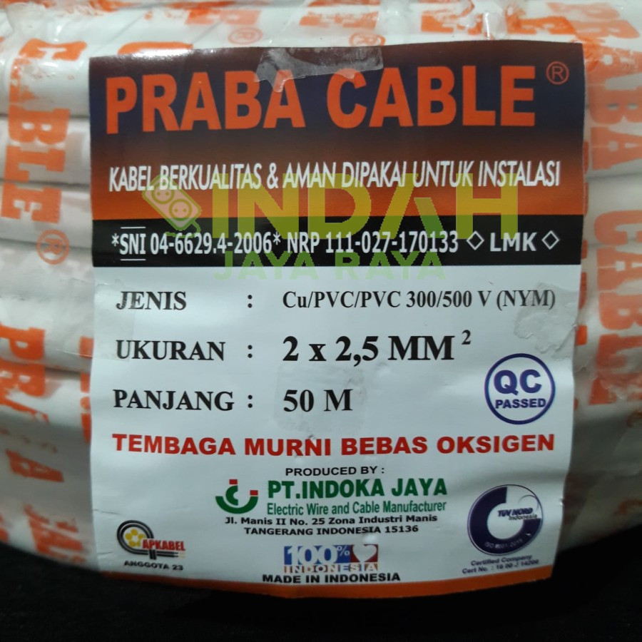 Jual KABEL PRABA INSTALASI 2 x 2.5 mm NYM / SOLID / TUNGGAL (PER METER ...