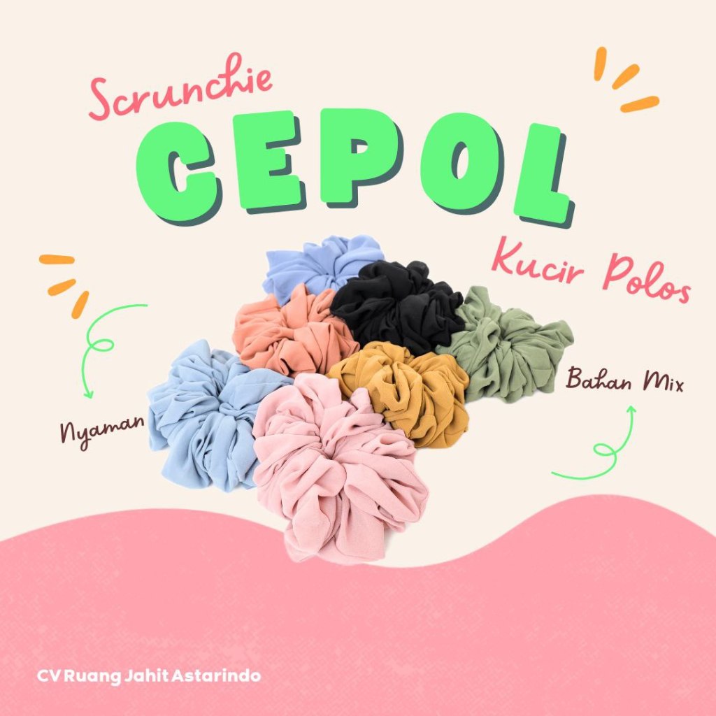 Jual GROSIR per 12pcs SCRUNCHIE / cepol jilbab kucir kuncir rambut ...