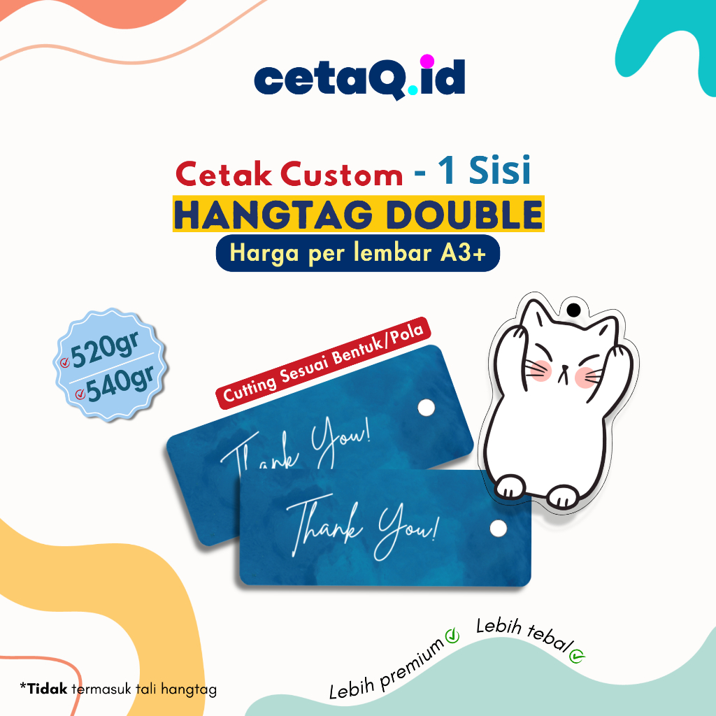 Jual Cetak Hang Tag Tebal Custom A3 1 Sisi, Hangtag Premium, label tag ...