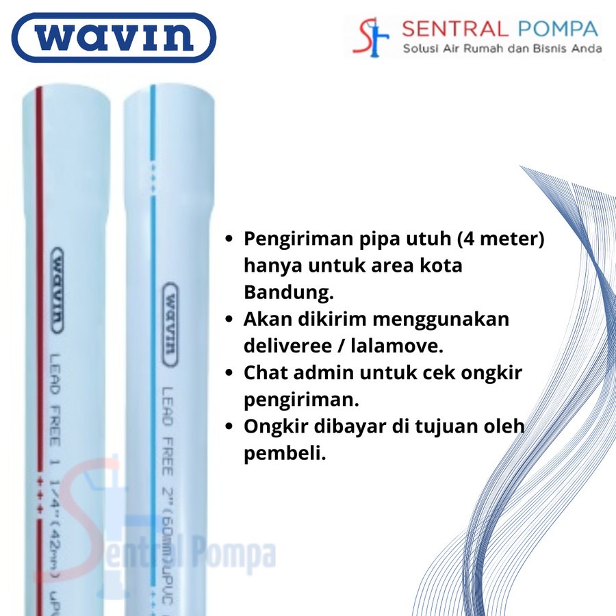 Jual Pipa PVC Wavin AW Putih 1/2