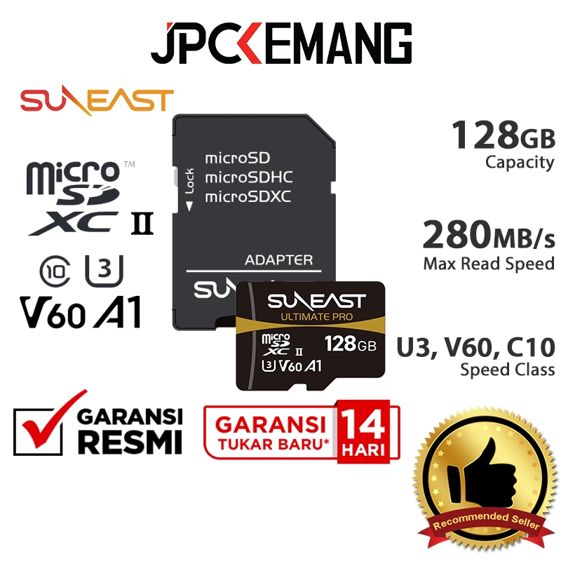 SUNEAST Ultimate PRO SE-SDU2128GA300 Scheda Di Memoria SD 128GB, V90 UHS-II U3 PSLC, 300 MB/s Per Video 4K E 8K
