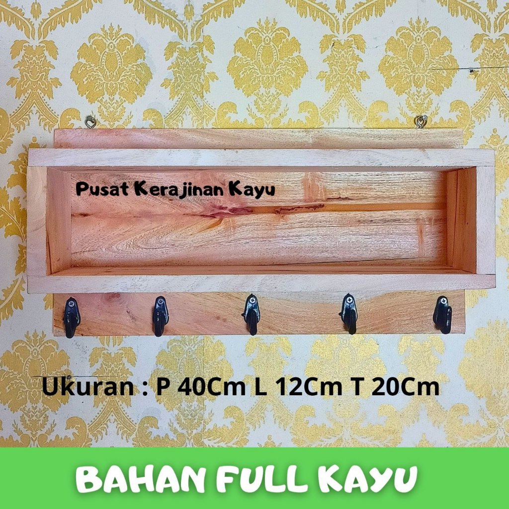 Jual Rak Dinding Minimalis Gantungan Kunci Ambalan Kayu Solid Gantungan ...