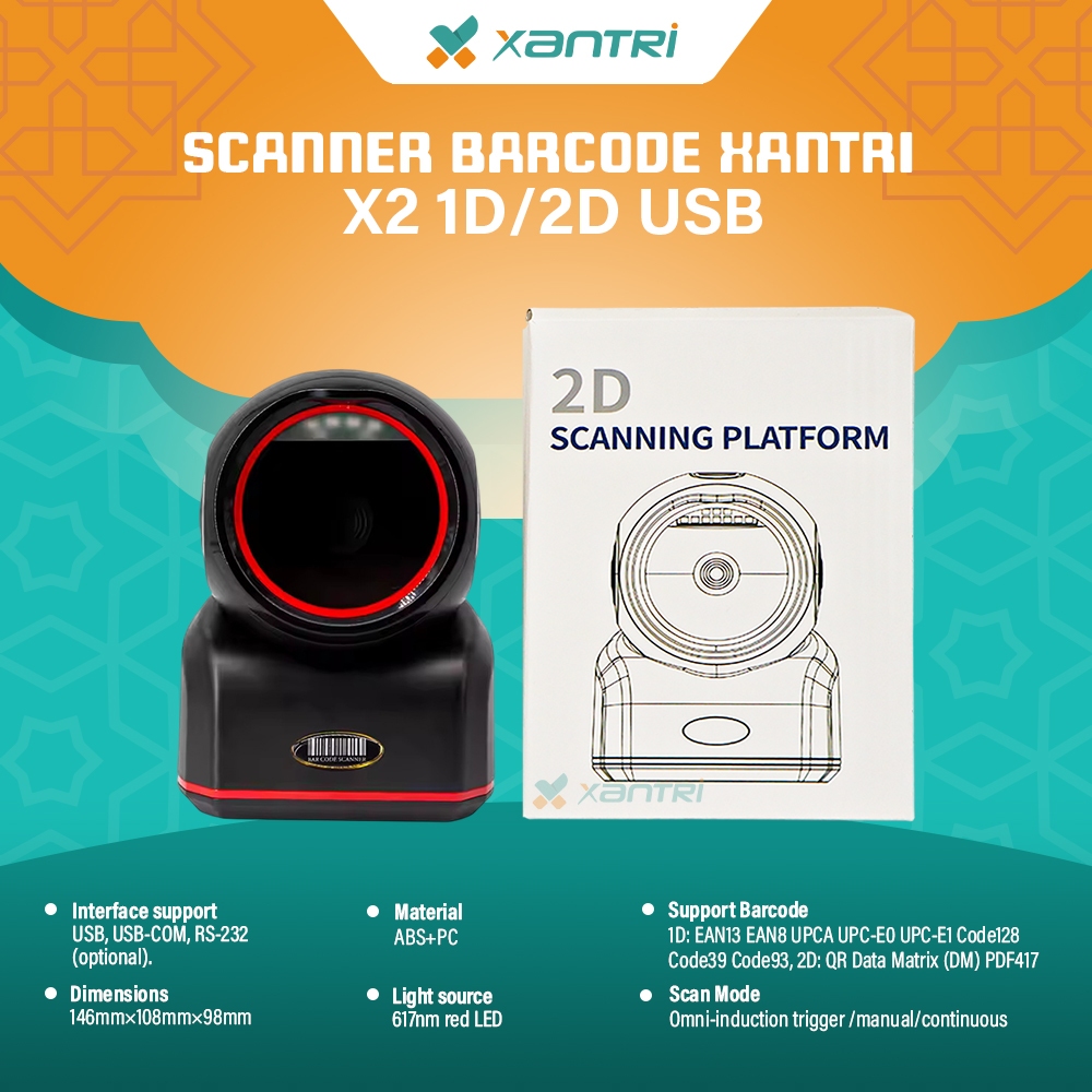 Jual Xantri - Omni Scanner Barcode 1D 2D X2 QR Barcode Scanner 1D 2D ...