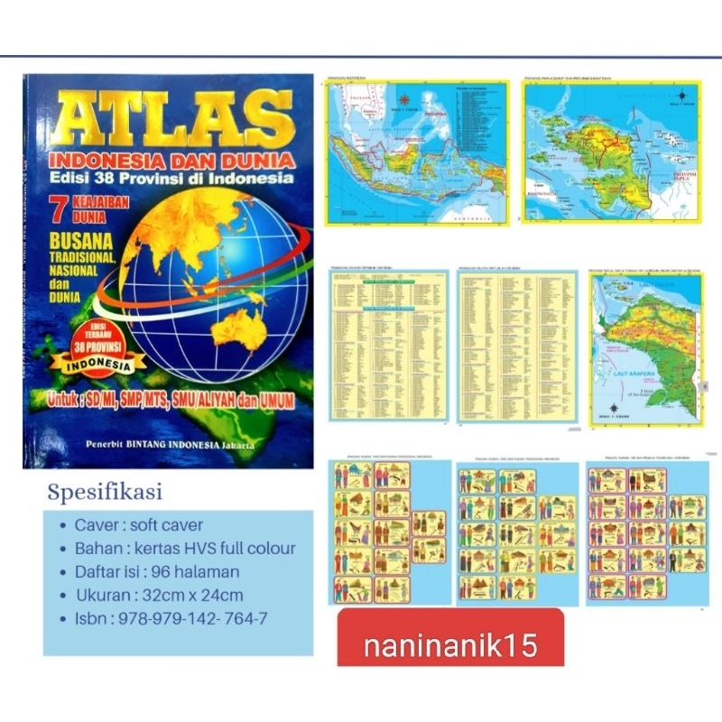 Jual BUKU ATLAS INDONESIA DAN DUNIA EDISI 38 PROVINSI DI INDONESIA ...