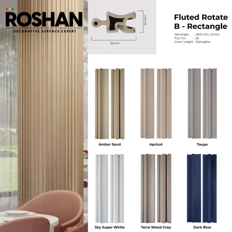 Jual WPC WALL PANEL FLUTED ROTATE 290 x 5,2 CM - ROTATE B (RECTANGLE ...