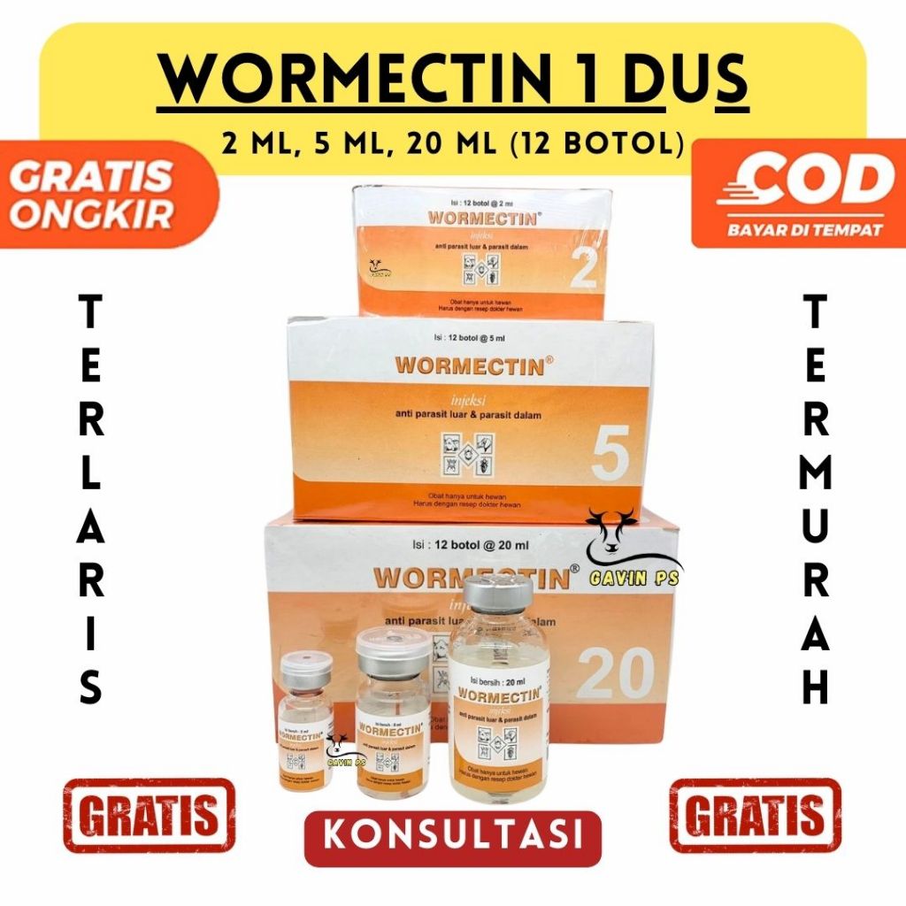 Jual 1 DUS WORMECTIN 2ml 5ml 20ml ISI 12 BTL - Obat Jamur Parasit ...