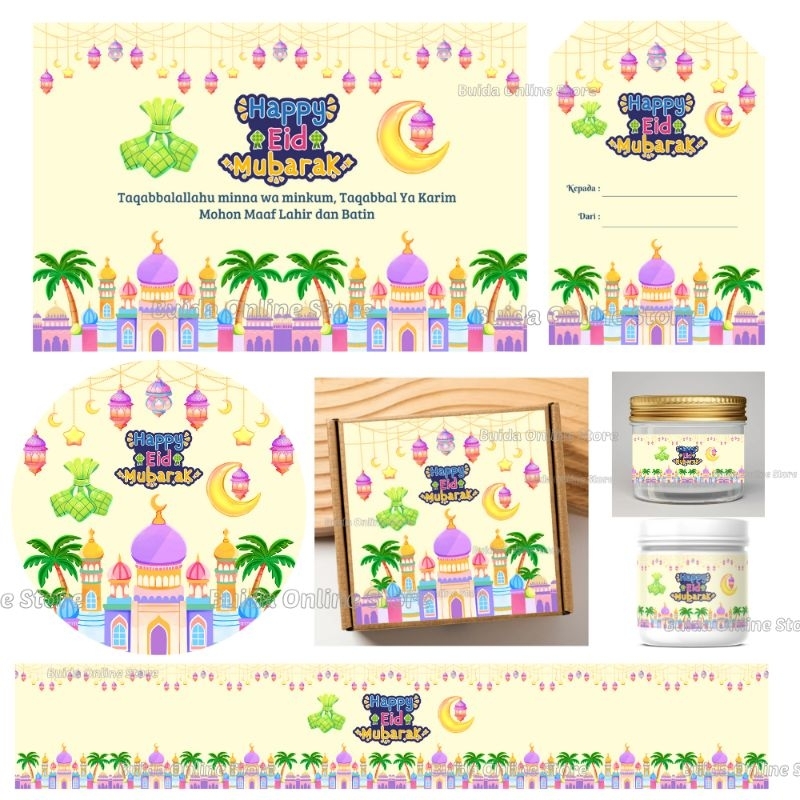 Jual Stiker Kartu Ucapan Hangtag Happy Eid Mubarak Selamat Hari Raya ...