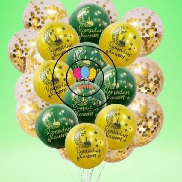 Paket Balon Latex Dekorasi Ramadan / Idul Fitri / Lebaran (20pcs)
