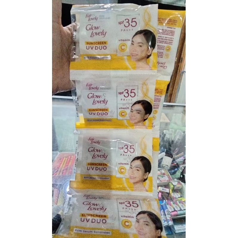 Jual cream glowing lovely sunscreen kuning 1 pcs/1 sachet | Shopee ...