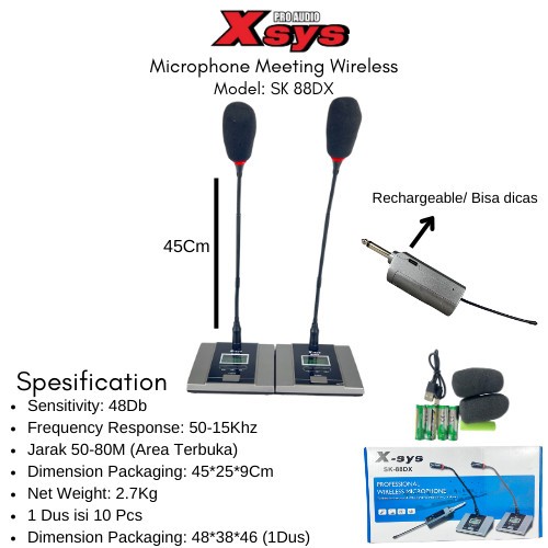 Jual MICROPHONE MEETING WIRELESS XSYS SK88DX | Shopee Indonesia