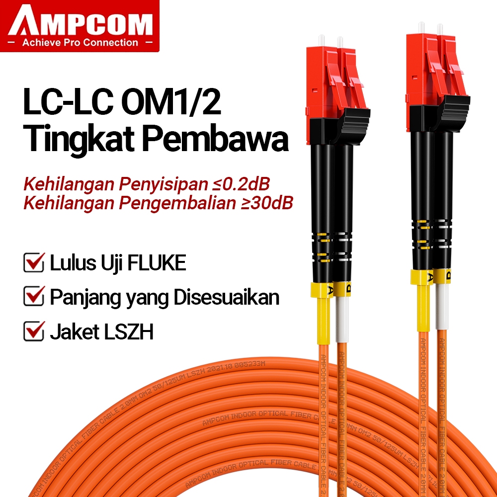 Jual AMPCOM Kabel Fiber Optik OM2 LC-LC, Kabel Patch Cord Optik 10Gbps ...