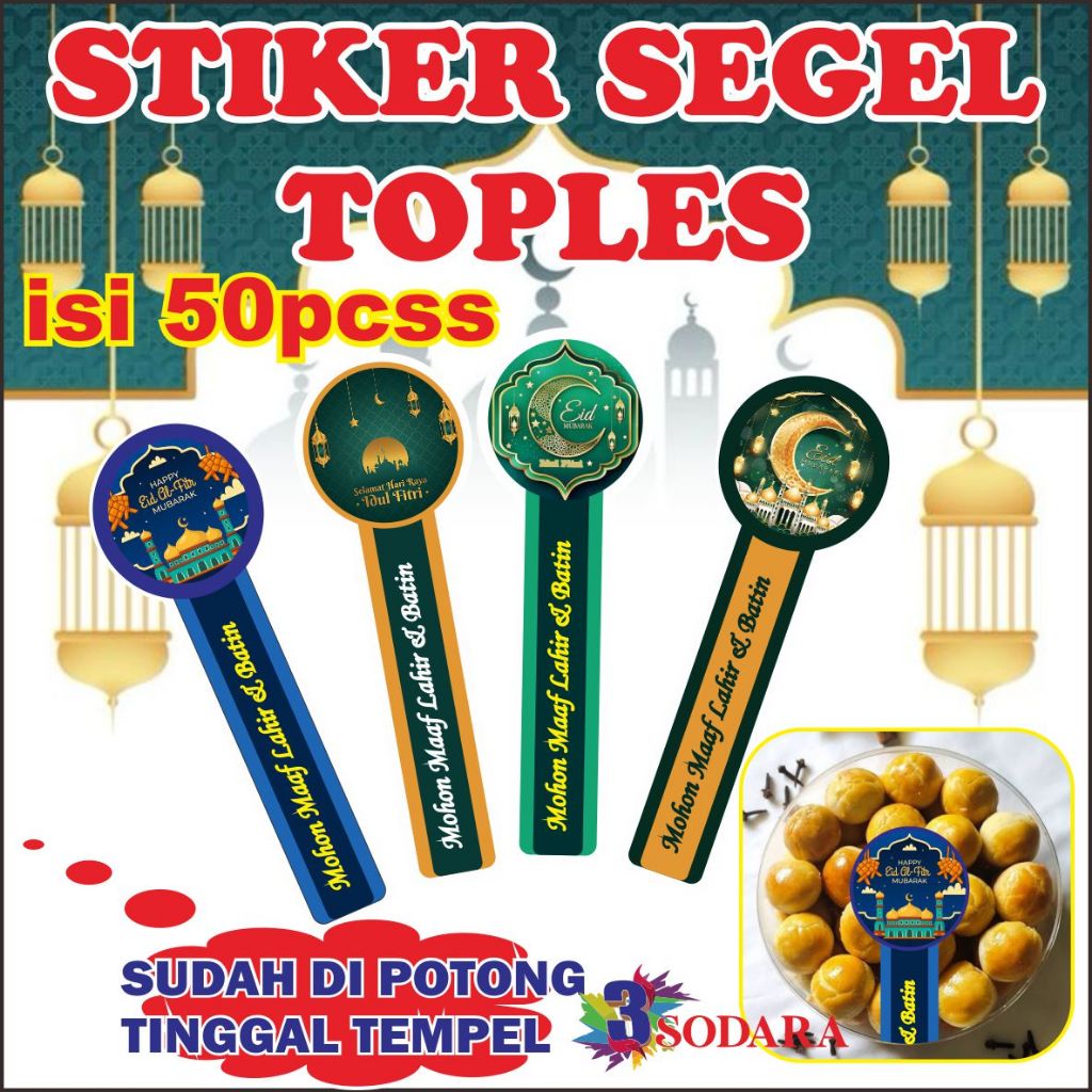 Jual Stiker Segel Toples Sticker Lebaran Idul Fitri Isi 50 Pcs Stiker ...