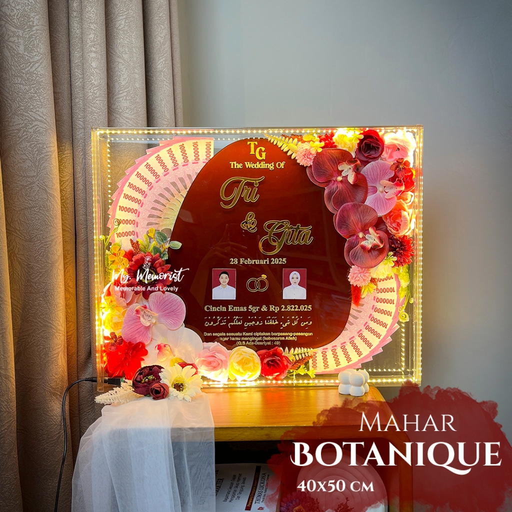 Jual Mahar Botanique/ mahar Pernikahan bunga rustic frame akrilik ...