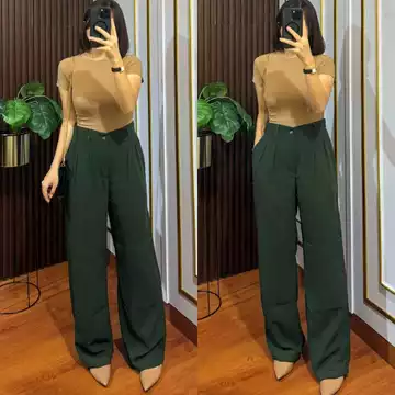 Celana Kulot Highwaist Pants Wanita Premium Bahan Tebal Hw Pants