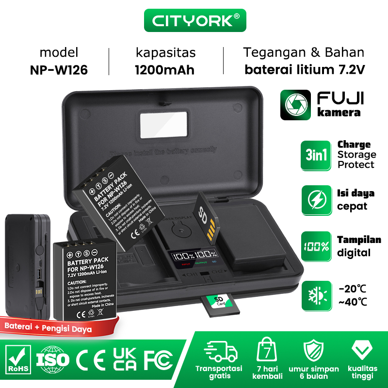 Caricabatterie Doppio LED Per Fujifilm NP-W126 / NP-W126S – Compatibile X100V, XT3, XT100, X-E4