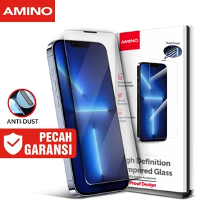 AMINO Anti Dust Tempered Glass Untuk Iphone XR 11 15 16 Pro Max 16 Plus 16e 15 Plus 14 Pro Max 14 Plus 13 Pro Max 12 Pro Max 11 Pro Max X XS XS MAX Screen Protector Full Cover Anti Gores Anti Debu Dustproof Mesh