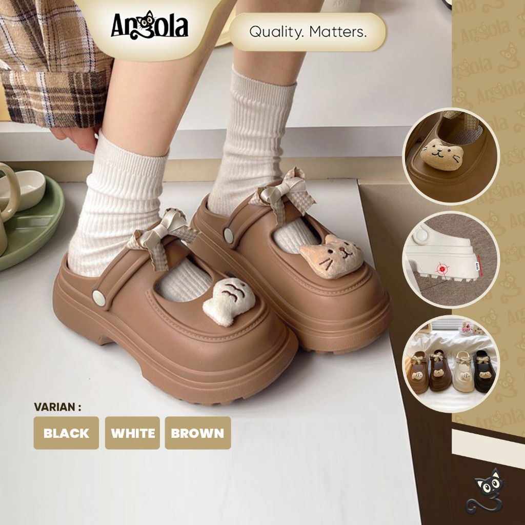 ANGOLA Sepatu Sandal Mary Jane Cutie Cat H18 Sendal Super Gemas/Sepatu  Sendal Wanita/Sandal Kekinian