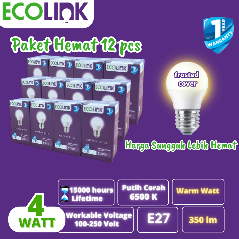 Jual Ecolink Lampu Bohlam LED Mini Bulb 4W Kuning Warm White Paket ...