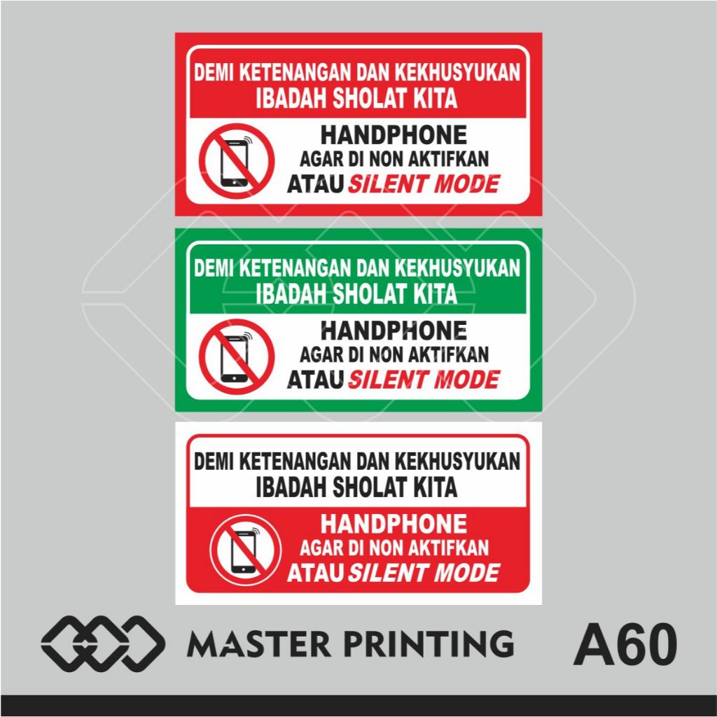 Jual A60 - Akrilik Matikan HP /Silent Ketika Saat Sholat, Acrylic Sign ...