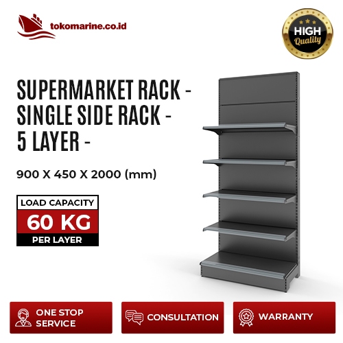 Jual RACK SUPERMARKET - SINGLE SIDE RACK 60 KG - 900x450x2000 - 5 Layer ...