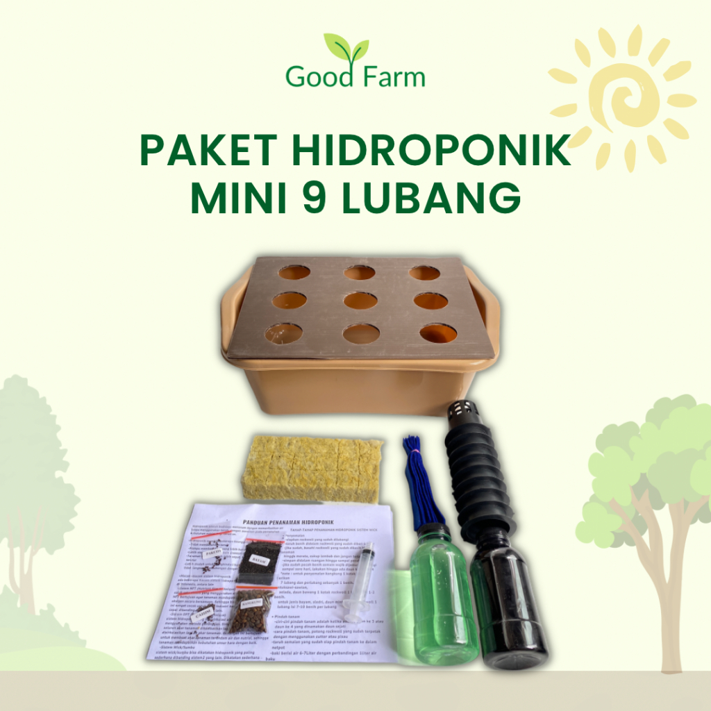 GoodFarm - Paket Hidroponik Lengkap 9 Lubang 1 Bak SL