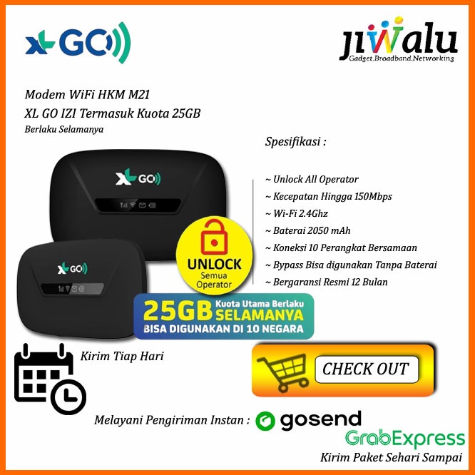Jual Modem Mifi Mobile Wifi 4G HKM M21 Unlock All Operator Free 25GB XL ...