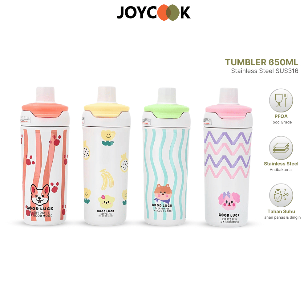 Jual JOYCOOK Tumbler Botol Minum Olahraga Aesthetic 650ML Anti Tumpah ...