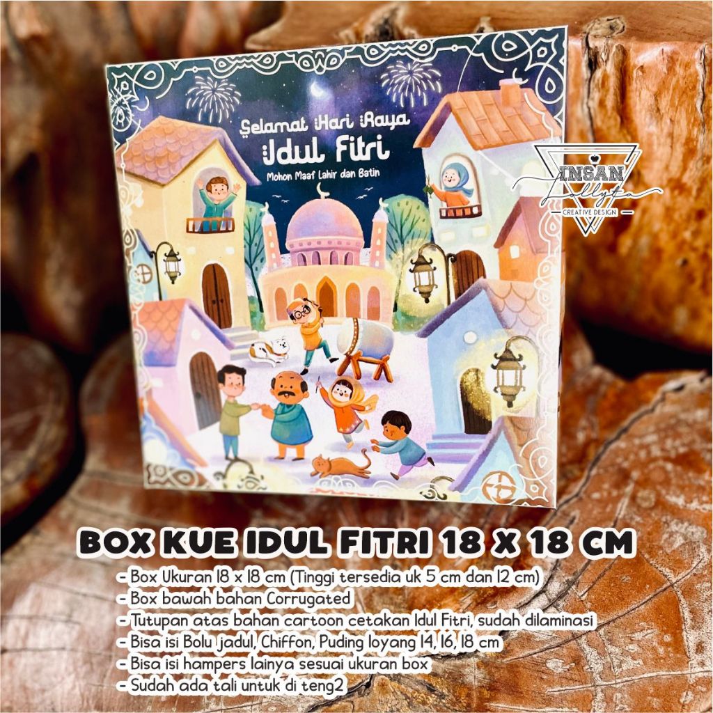 Box Kue uk. 18 x 18 cm EID /  Idul Fitri Tema Malam Takbiran L1443