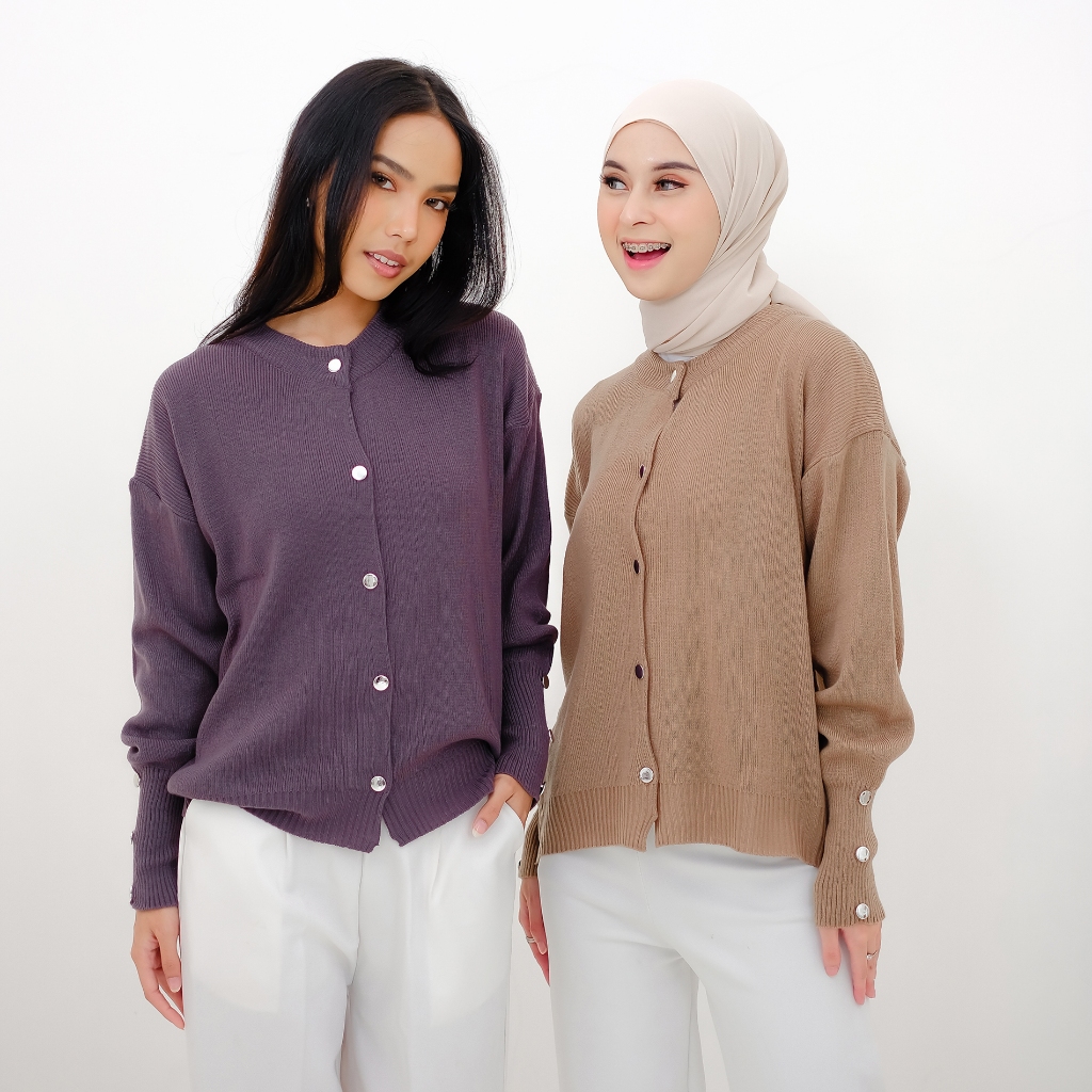 Jual Ahlami- Cardigan Rajut Rapat Cardy Lengan Kancing Outer Rajut ...