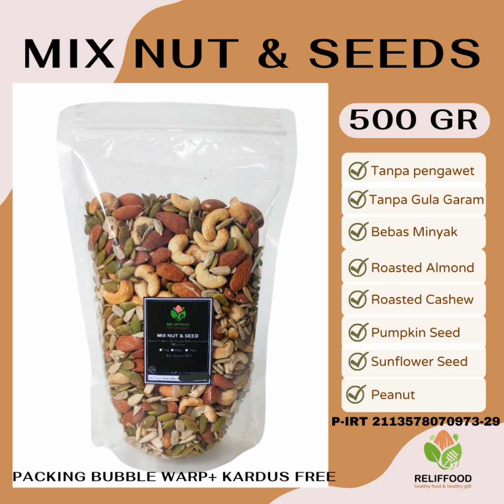 Jual TRAIL MIX NUT & SEEDS 500 GRAM PREMIUM 5 VARIAN - ALMOND METE MEDE ...
