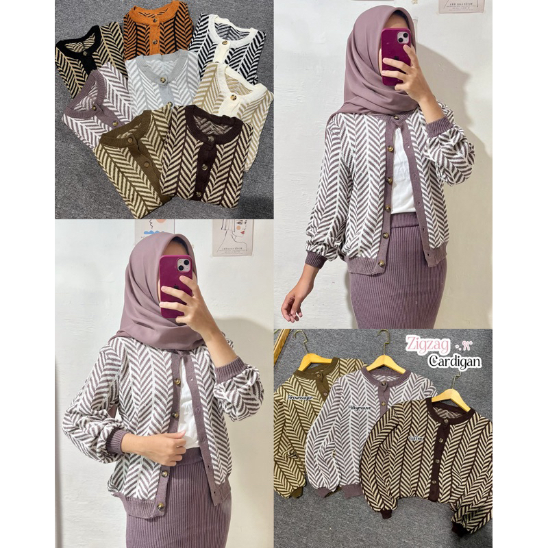 Jual CARDIGAN RAJUT ZIGZAG || CARDIGAN CROP KOREAN STYLE || CARDIGAN ...