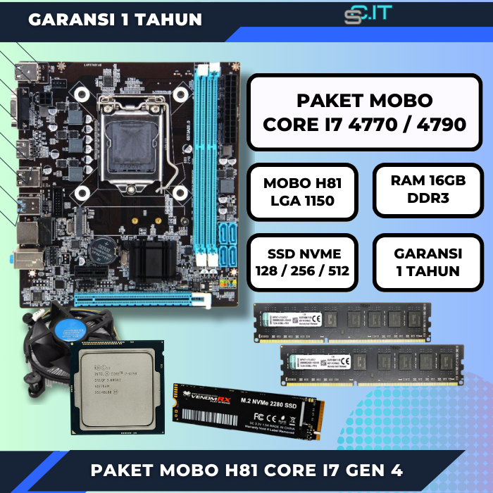 Jual Paket motherboard intel core i7 gen 4 ssd nvme Paket mobo H81 ...