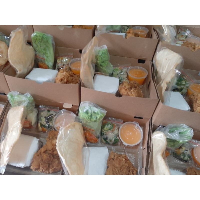 Jual Paket Nasi box Ayam Krispy + Sayuran (Capcay/Tumis buncis bakso ...