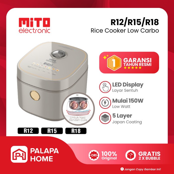 Jual Mito Rice Cooker Low Carbo Less Sugar Digital Low Watt R12 R15 R18 ...