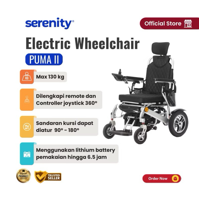 Jual Kursi Roda Listrik Elektrik PUMA II Remote Control + Sandaran ...