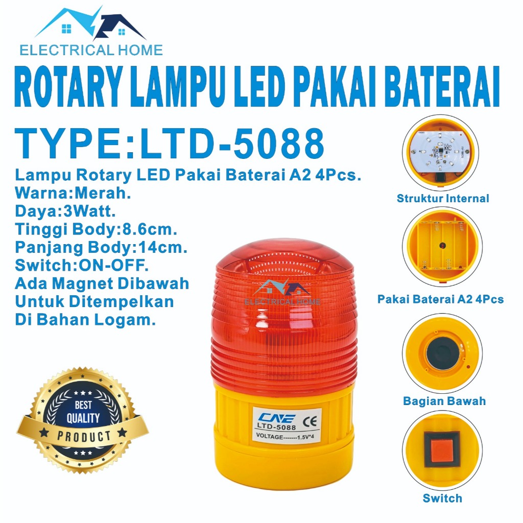 Jual LAMPU ROTARY LED PAKAI BATERAI / MAGNET BASE WARNA MERAH | Shopee ...