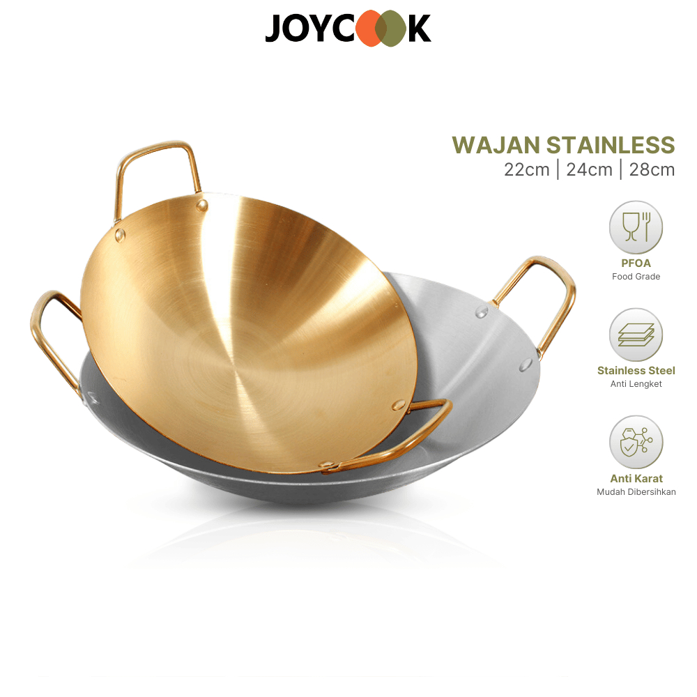 Jual JOYCOOK Gold Silver Wajan Penggorengan Kuali Mini Stainless Steel ...