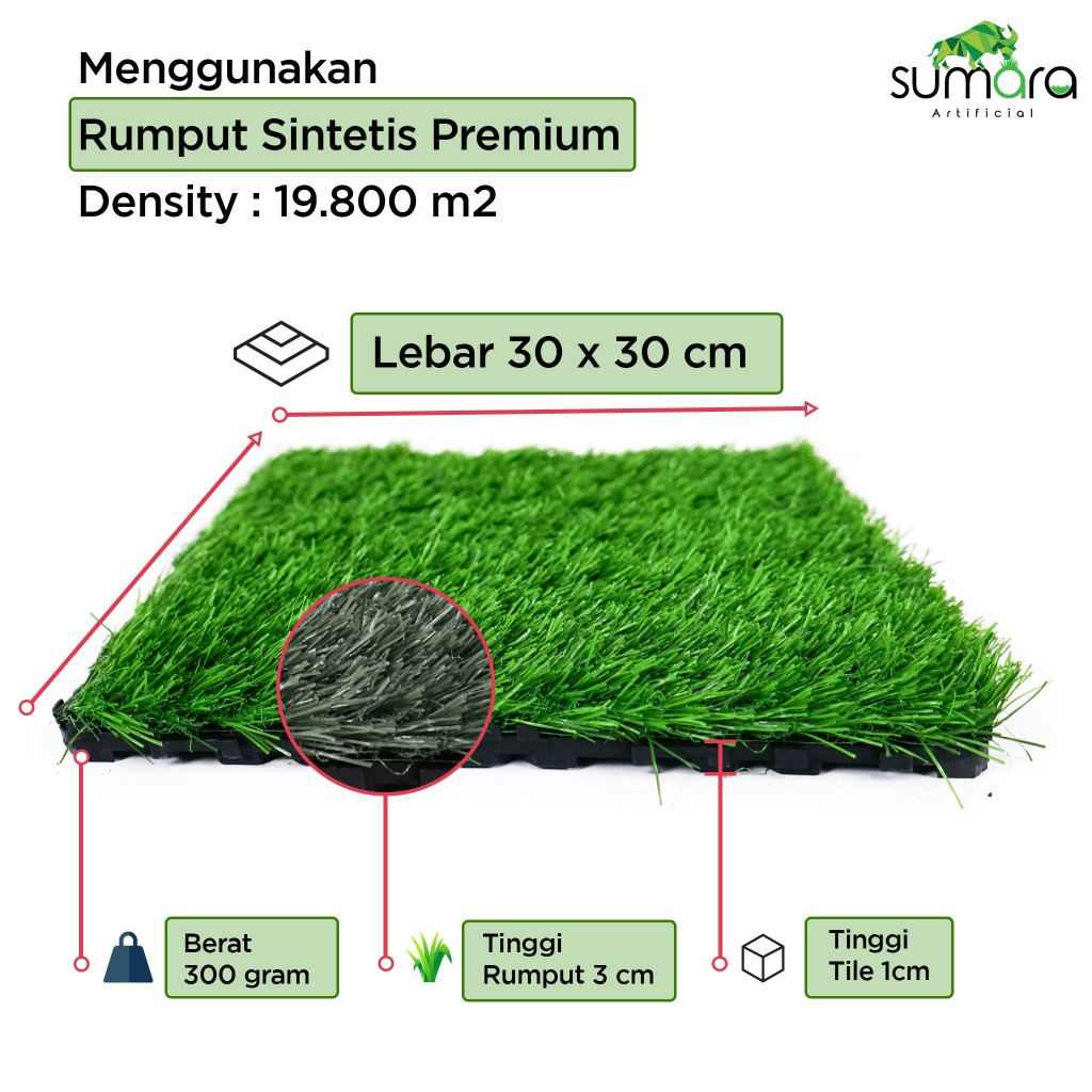 Jual Sumara Decking Tile Rumput Sintetis Interlock 30x30cm Swiss 3cm ...