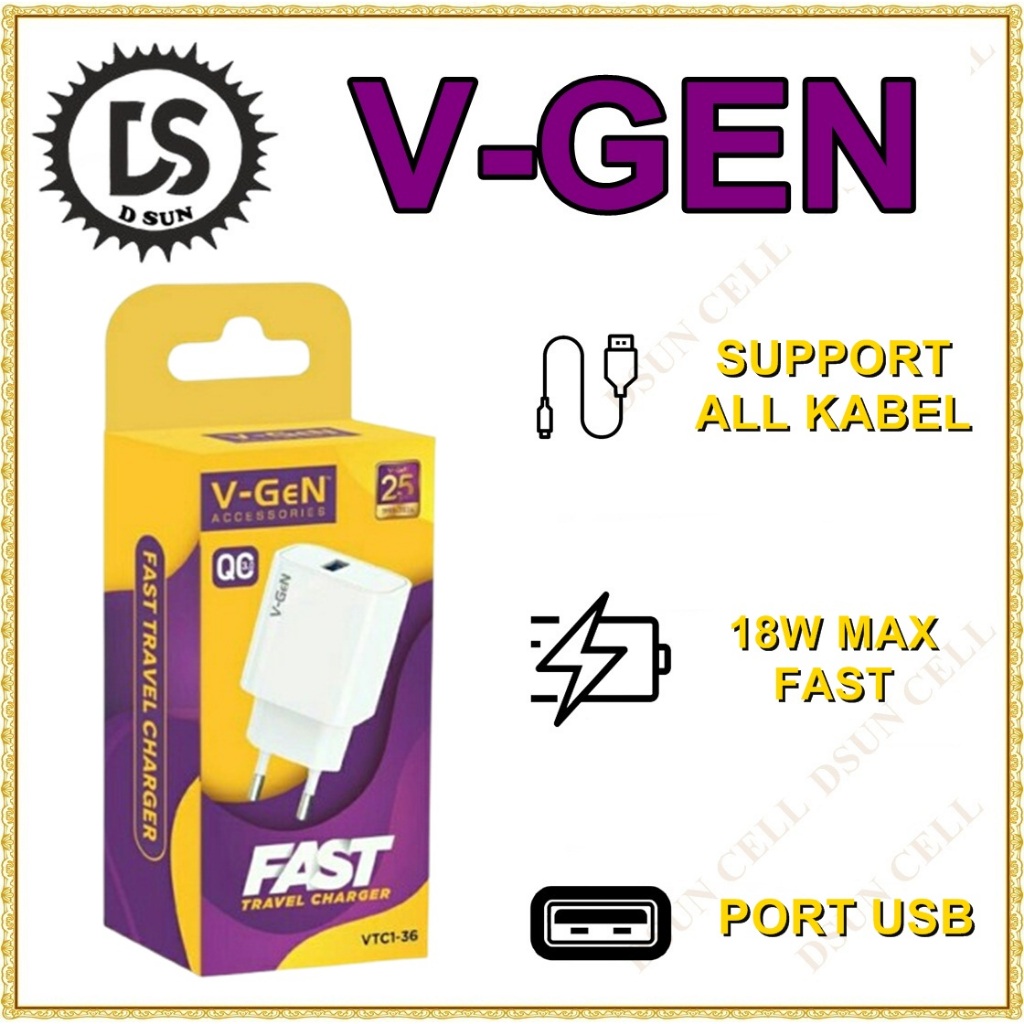 Jual Adaptor Charger 3A 18w VTC1-22 / VTC1-36 / VTC1-48 Fast Charging ...